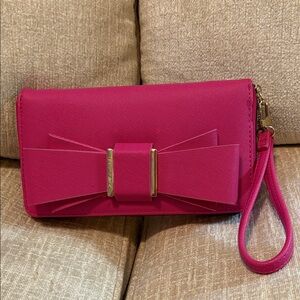 Betsey Johnson Fuchsia Clutch with Bow Detail